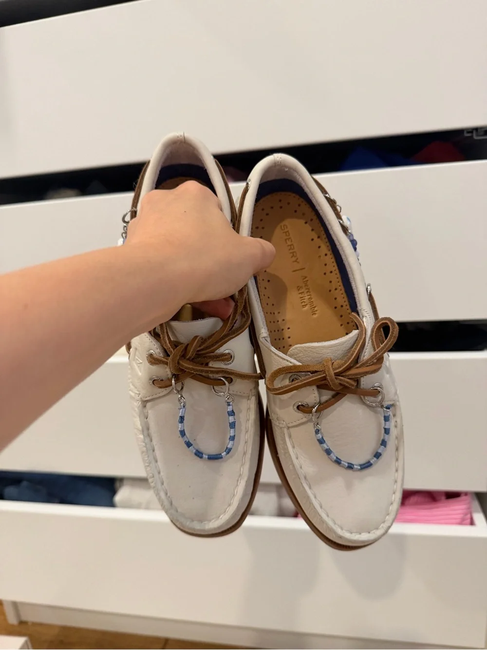 Abercrombie x Sperry Women’s Leather Boat Shoes with Charms